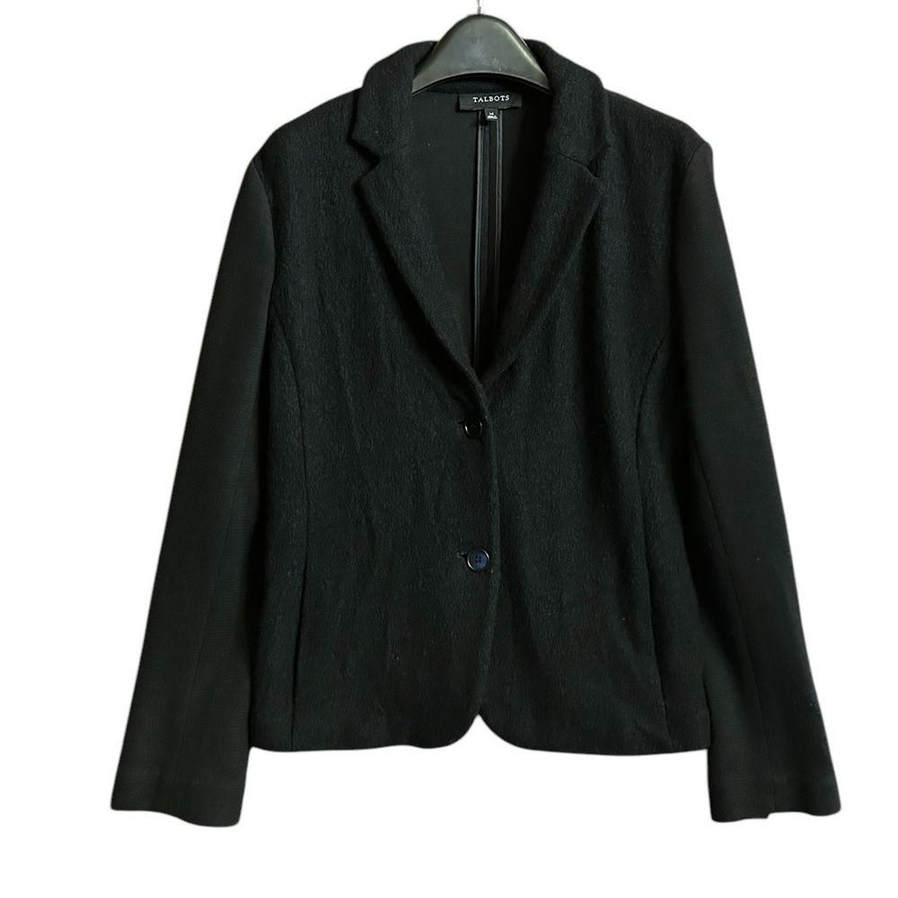 Talbots Wool Blend Black Career Blazer Size 14